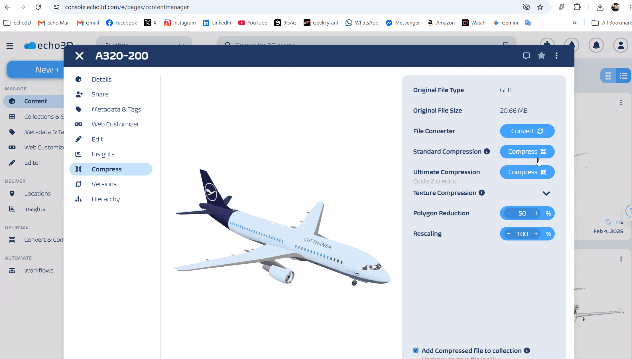 echo3D Dashboard - Duplicate Detection