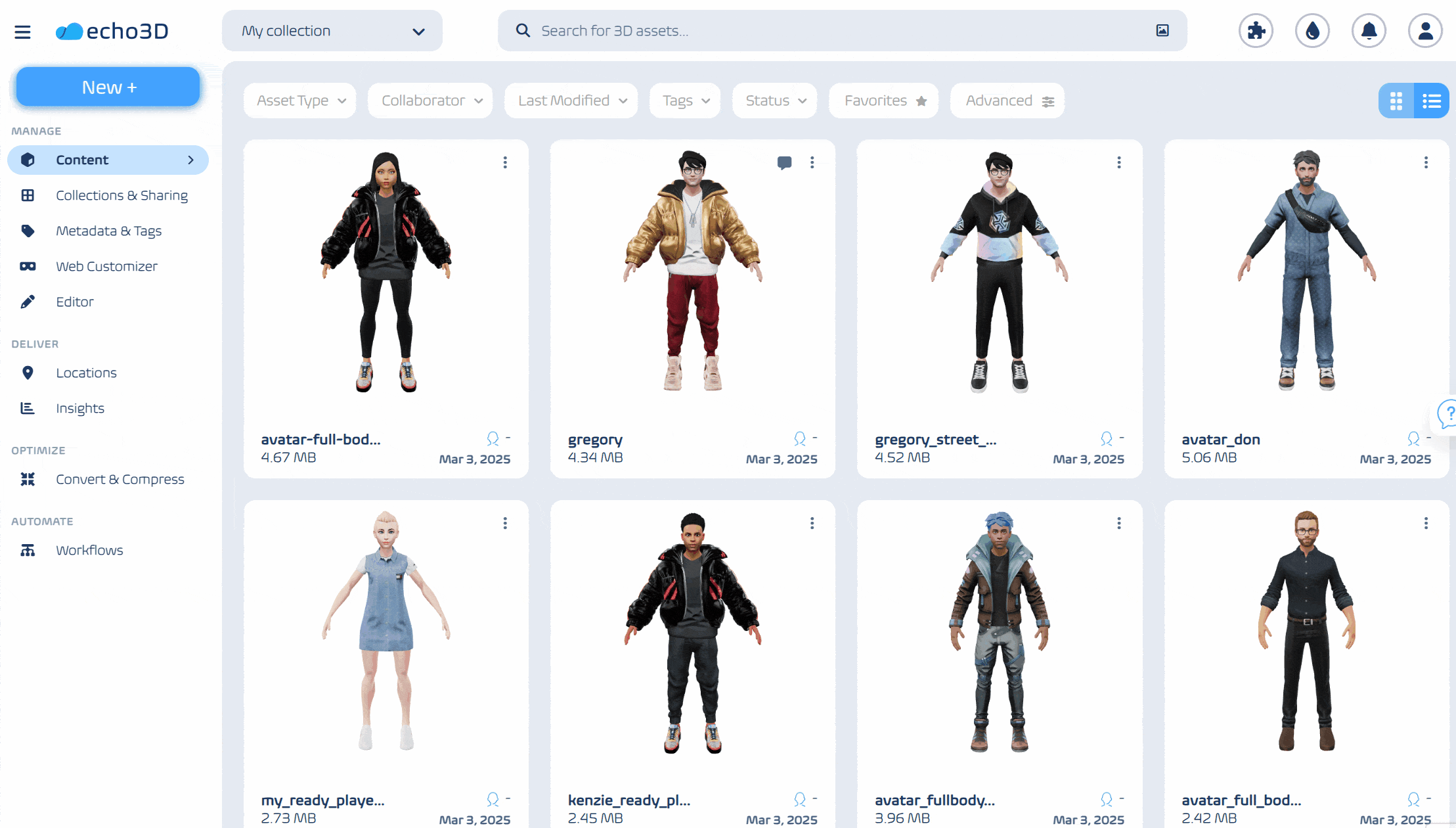 echo3D Dashboard - Store and Share 3D Models