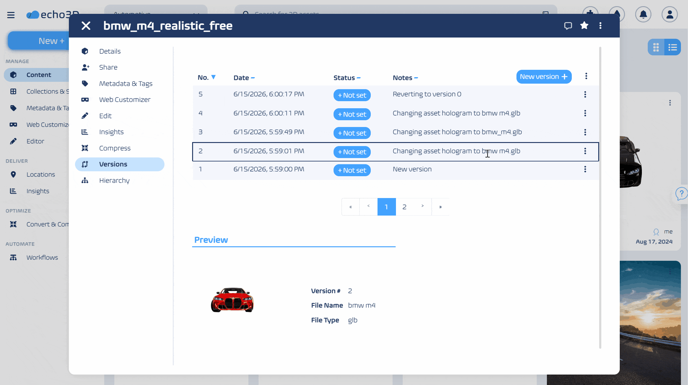 echo3D Dashboard - Track 3D Changes and Progress